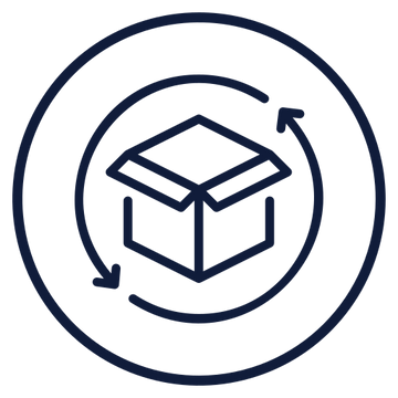 Icon of a box with arrows indicating movement or packaging.