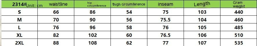 Size chart for women’s high waisted bootcut jeans – S to 2XL measurements
