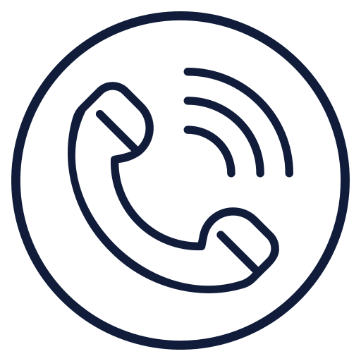 Phone icon with a circular outline on a white background