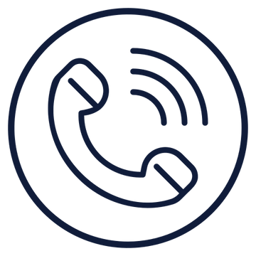 Phone icon with a circular outline on a white background
