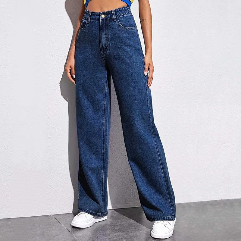High Waisted Straight Leg Jeans for Women – Slim Fit Denim Pants