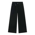 men's wide-leg loose straight fit black jeans on a white background 