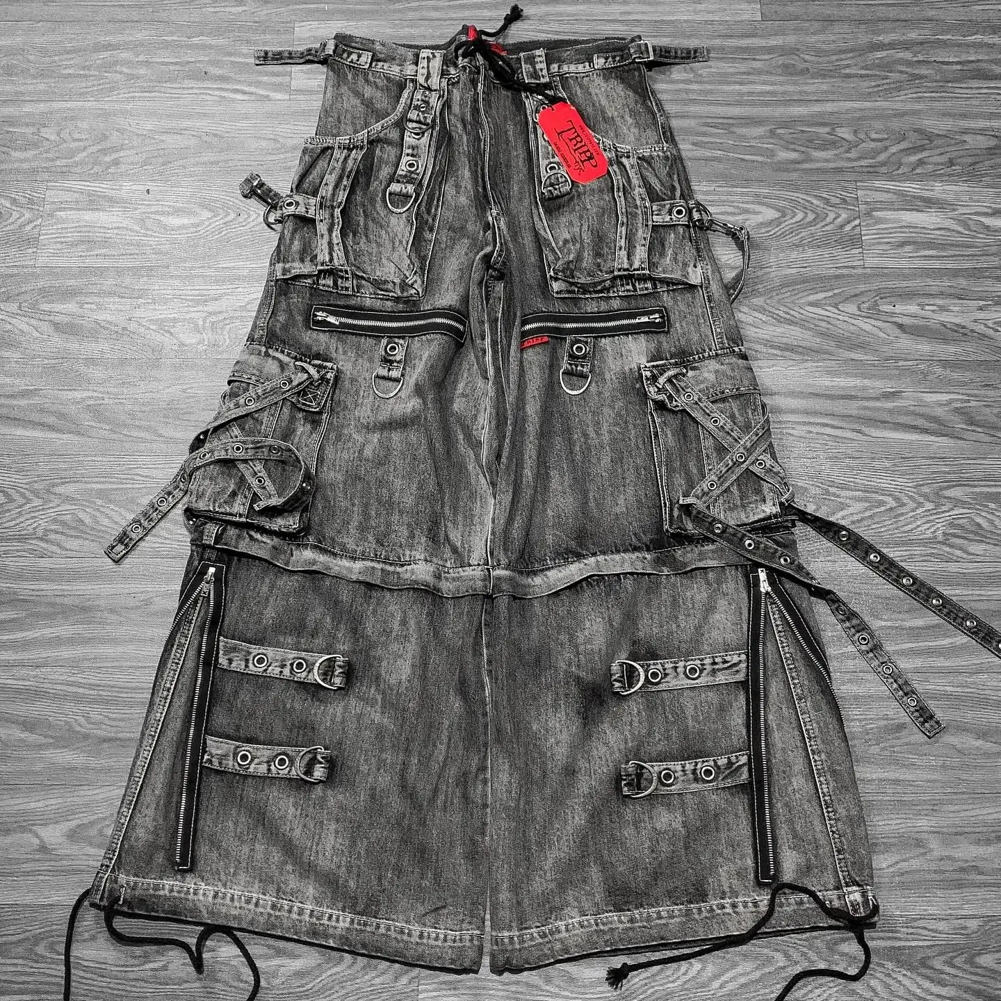 oversized hip hop wide-leg baggy denim jeans, shown from front view on a plain background