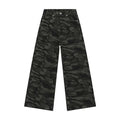 Black camouflage pants on a white background