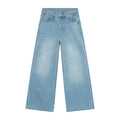 men's wide-leg loose straight fit Light blue jeans on a white background 