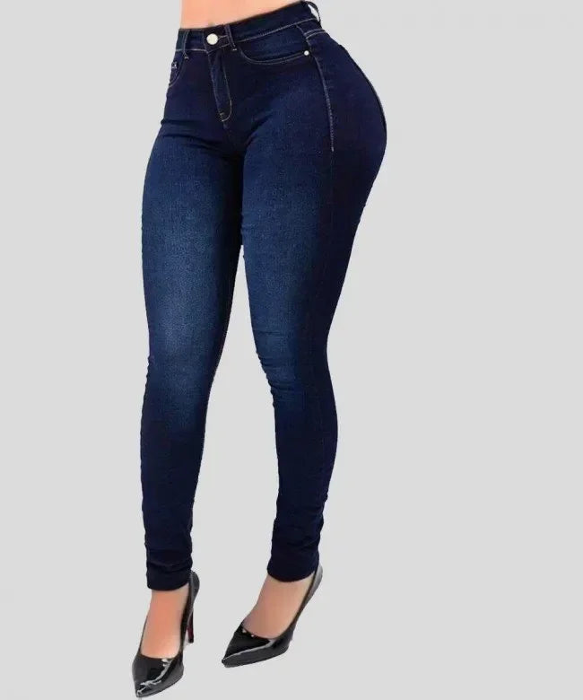 Women’s dark blue shaping skinny jeans – high waist stretch denim  slim fit style